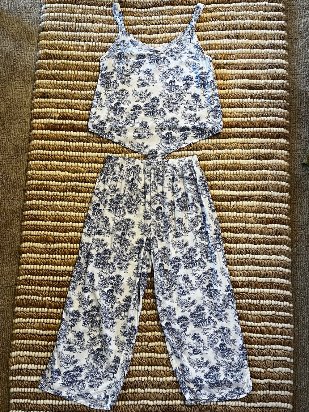 Vintage Blue Toile Cotton Cami & Lounge Pants Set. Extremely soft